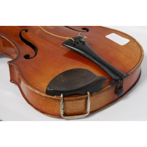 199 - Antique violin with single-piece back and copy Antonio Stradivarius label, dated 1721, 35cm long, wi... 