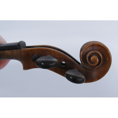 200 - Antique violin with two-piece back and copy Antonio Stradivarius label, dated 1715, 32.5cm long, wit... 