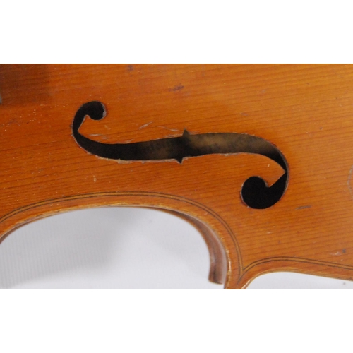 200 - Antique violin with two-piece back and copy Antonio Stradivarius label, dated 1715, 32.5cm long, wit... 