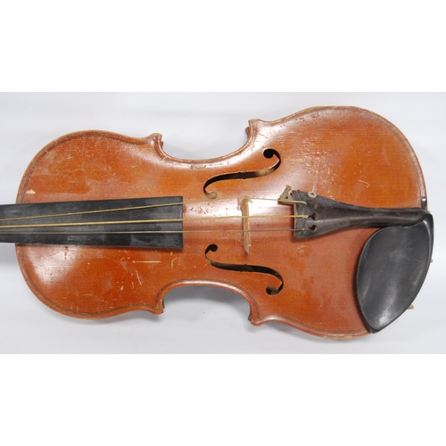 204 - German child's violin with two-piece back, c. 1950s, label for JJ Van de Geest & Son, 30cm long,... 