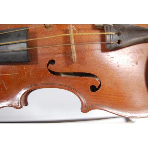 204 - German child's violin with two-piece back, c. 1950s, label for JJ Van de Geest & Son, 30cm long,... 