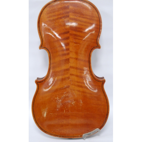 204 - German child's violin with two-piece back, c. 1950s, label for JJ Van de Geest & Son, 30cm long,... 