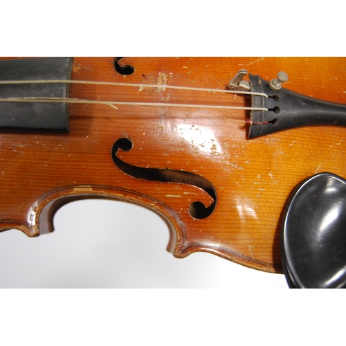 204 - German child's violin with two-piece back, c. 1950s, label for JJ Van de Geest & Son, 30cm long,... 