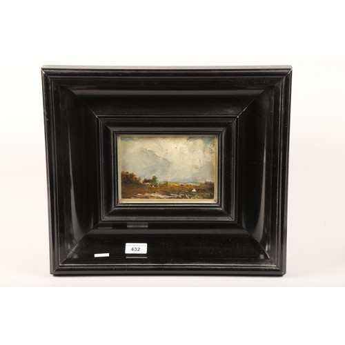 432 - James Clark (Scottish Born 1884-1909) Framed oil on board, signed verso dated 1899 'Landscape with F... 