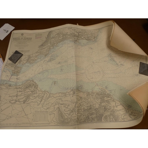 114 - Box of vintage sea charts mostly relating to the Firth of Forth. x13