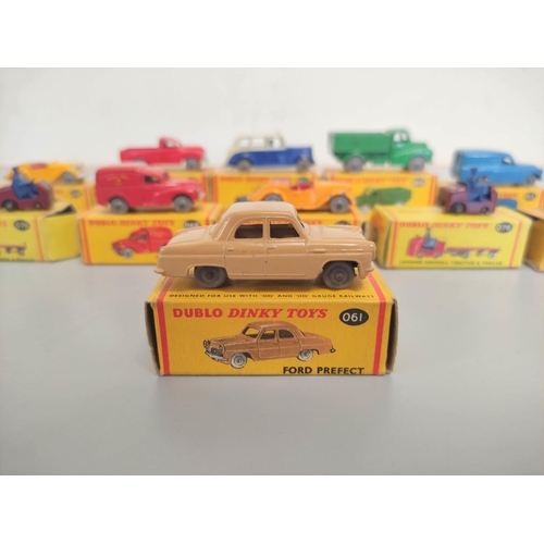 10 - Dinky Dublo: Eleven vintage die-cast boxed model vehicles to include Austin Taxi 067, Austin Lorry 0... 