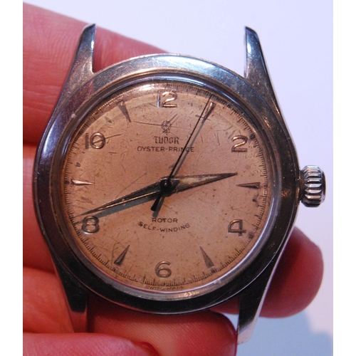 134 - Gent's Tudor Oyster-Prince stainless steel watch, 'Rotor Self Winding', c 1950s, 33mm diameter, case... 