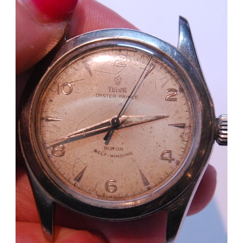 134 - Gent's Tudor Oyster-Prince stainless steel watch, 'Rotor Self Winding', c 1950s, 33mm diameter, case... 