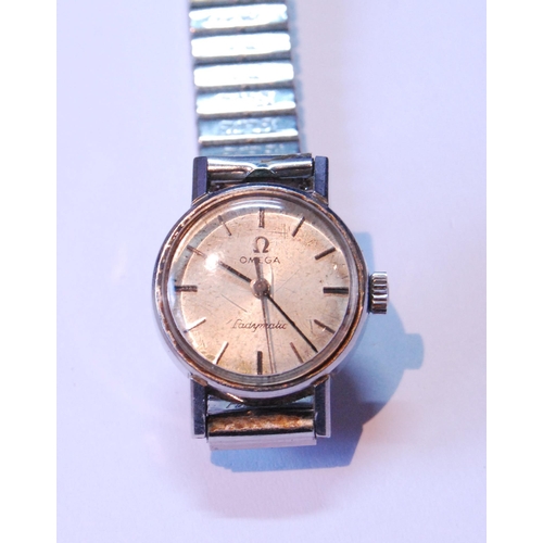 135 - Lady's Omega Ladymatic watch, stainless steel, 20mm, expanding bracelet.