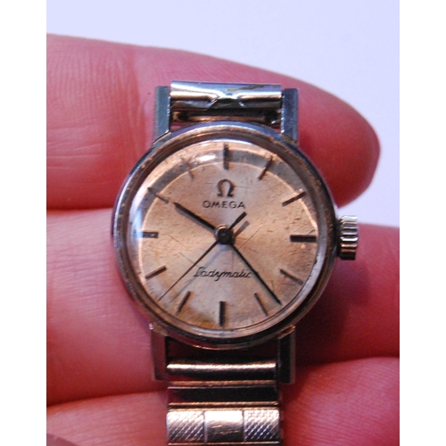 135 - Lady's Omega Ladymatic watch, stainless steel, 20mm, expanding bracelet.