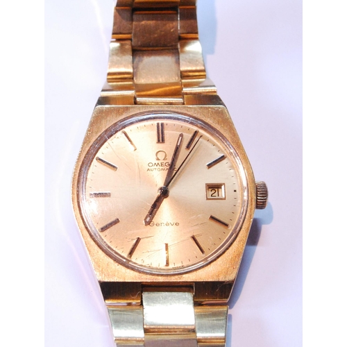 139 - Gent's Omega Automatic bracelet watch, brushed rolled gold and stainless steel, 35mm wide excluding ... 