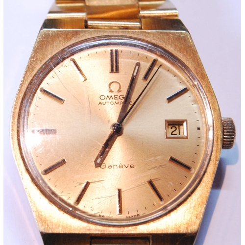 139 - Gent's Omega Automatic bracelet watch, brushed rolled gold and stainless steel, 35mm wide excluding ... 