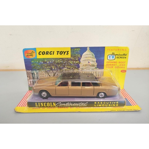 14 - Corgi Toys. Die cast vehicles to include a boxed Lincoln Continental Executive Limousine 262, Corgi ... 