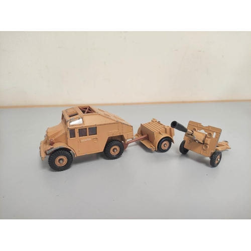 16 - Corgi Toys. Die cast vehicles to include Commer Bus 2500 Series 479, Quad Gun Tractor with field gun... 