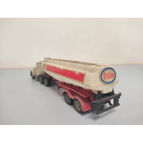 17 - Box of die cast vehicles to include a Corgi Major Mack Truck Esso 1152, Dinky Jones Fleetmaster Cran... 