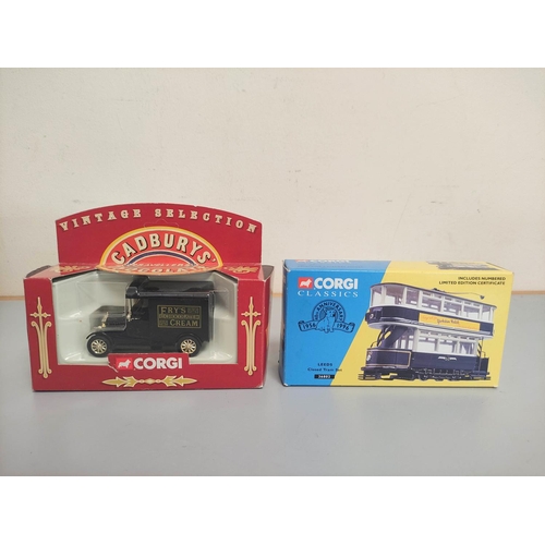 18 - Box of collector's model vehicles to include a Corgi Classics 40th Anniversary Leeds Closed Tram 368... 