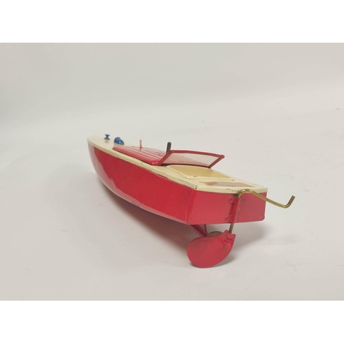 21 - Hornby Meccano. Tin plate Speedboat Racer No 2, with clockwork motor, red hull and cream top, comple... 