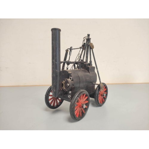 20 - Wilesco. Wilesco D12 steam engine raised upon blue metal base, together with a die-cast model of an ... 