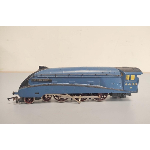 159 - Box of 00 gauge model trains to include Hornby, Triang and others comprising of Hornby Sir Nigel Gre... 