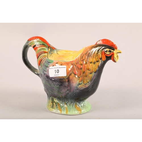 164 - 20th century painted pottery 'Rooster' teapot; marks to base; 22cm high