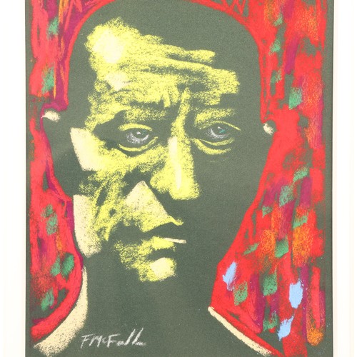 350 - Frank McFadden (Scottish Born 1972) ARR Framed pastel, signed 'Head Study with Red and Yellow' 24cm ... 