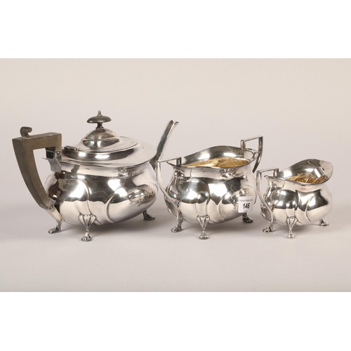 146 - Silver plated tea service with sugar tongs