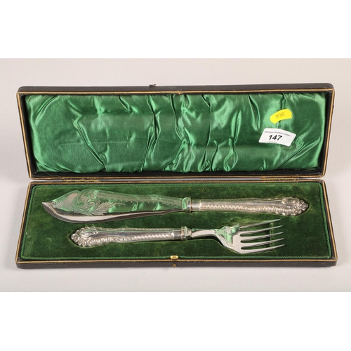147 - Silver plate serving fish knife and fork