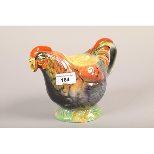 164 - 20th century painted pottery 'Rooster' teapot; marks to base; 22cm high