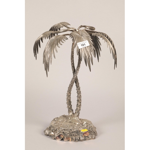 181 - Electroplated silver centre piece in the form of two palm trees
