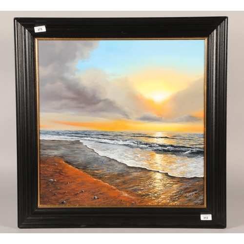 312 - Ben Goymour (British Born 1985) ARR Framed oil on canvas 'Seascape At Sunset' 40cm x 40cm ( 74 x 74 ... 