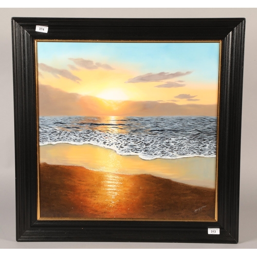 313 - Ben Goymour (British Born 1985) ARR Framed oil on board, signed 'Seascape at Sunset' 40cm X 40cm (74... 