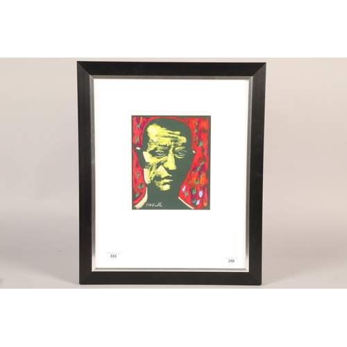 350 - Frank McFadden (Scottish Born 1972) ARR Framed pastel, signed 'Head Study with Red and Yellow' 24cm ... 