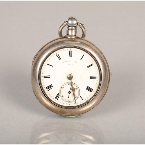 70 - Silver pocket watch with subsidiary dial by WilliamRoss ,Tain with outer case Chester 1908