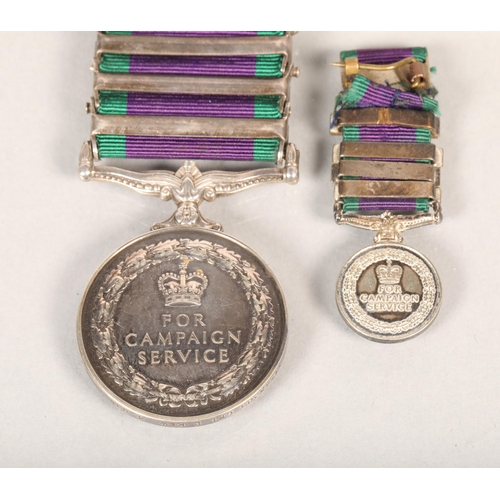 74 - Elizabeth 11 Genral service medal with four barsNorthern IrelandMalay peninsulaBorneoRadfan also wit... 