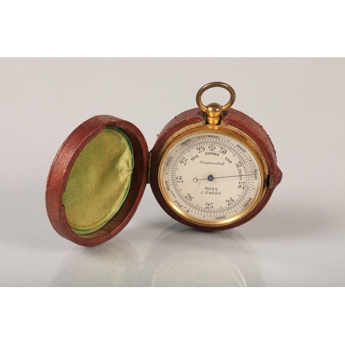 79 - Pocket barometer with leather case by Ross London