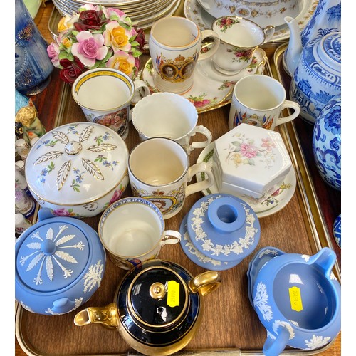 286 - Assortment of commemorative Coronation ware and Jasper ware and Royal Albert Country Roses