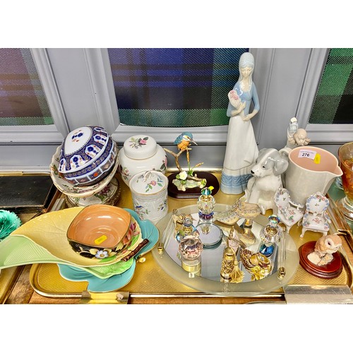 276 - Assorted decorative ware including Russian dog figure, Carlton cake plates etc