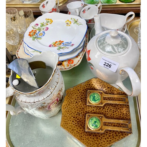 226 - Tuscan coffee set, Arts and crafts biscuit tin etc