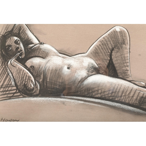 359 - Peter Howson OBE (Scottish Born 1958) ARR Framed mixed media, signed 'Reclining Nude Study' 30cm X 4... 