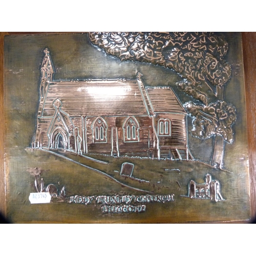 104 - Brass plaque depicting Holy Trinity Church.