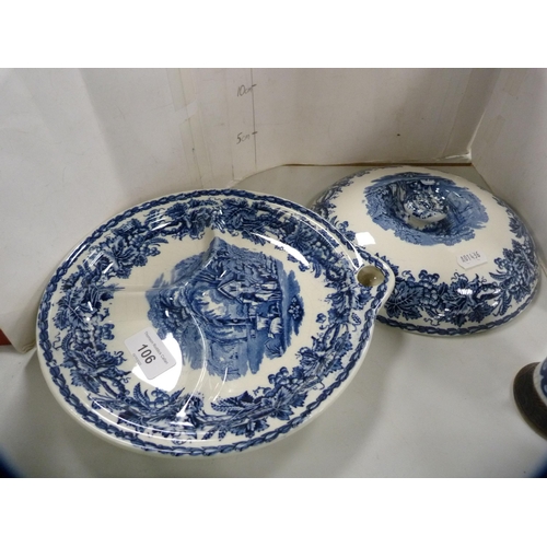 106 - Pair of Davenport plates, set of three oriental plates, tankard, leaf-moulded dishes etc.