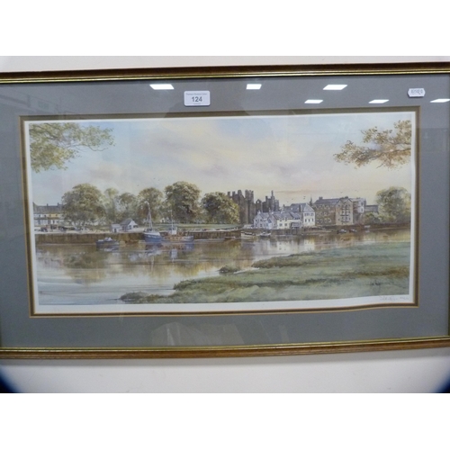 124 - Signed limited edition print of Kirkcudbright harbour, no. 24/250.