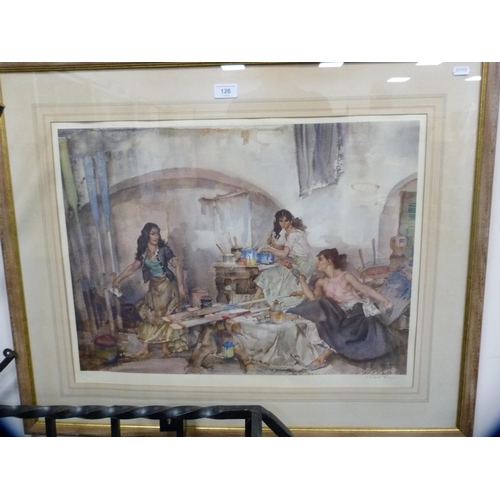 126 - Sir William Russell FlintSpanish ladies in an artist's studioSigned limited edition print, with blin... 