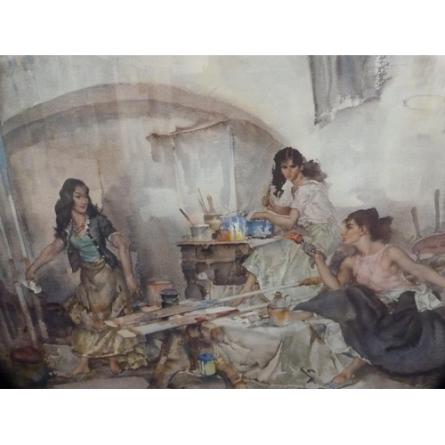 126 - Sir William Russell FlintSpanish ladies in an artist's studioSigned limited edition print, with blin... 