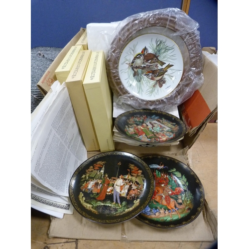 135 - Carton of assorted Russian and Chinese collector's plates.