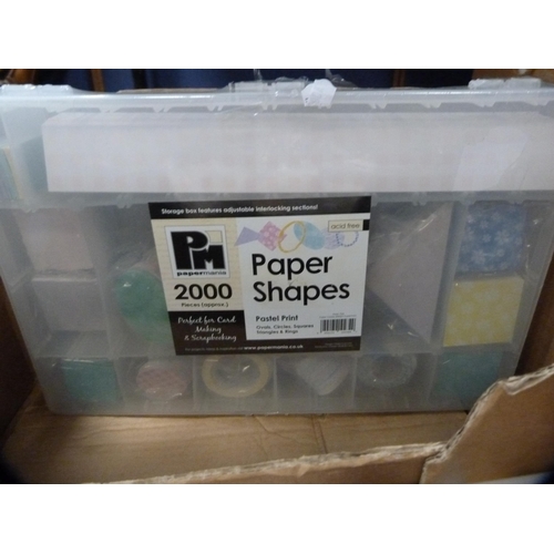 138 - Large carton containing miscellaneous craft items to include rubber stamps, paper shapes, craft punc... 