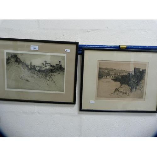 144 - Two pencil signed etchings.