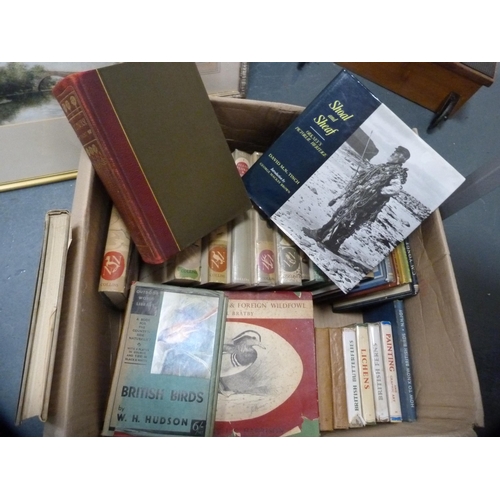 146 - Carton containing miscellaneous books to include first editions of London Natural History, birds, co... 