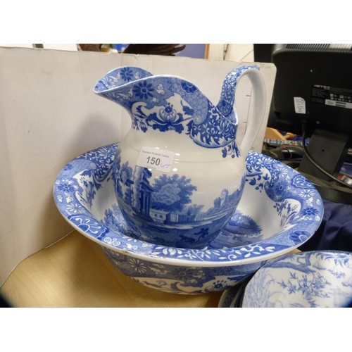 150 - Collection of blue and white china to include Royal Crown Derby 'Chinoiserie' side plate, Copeland S... 