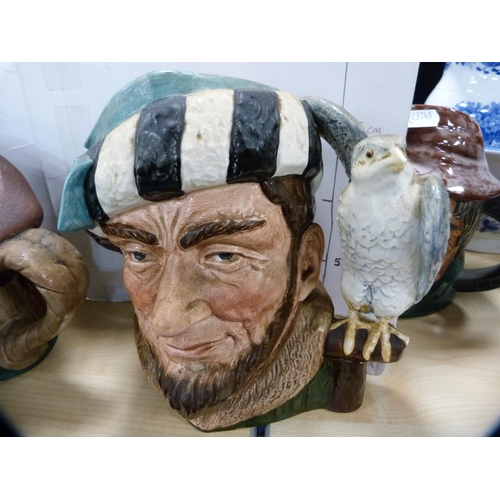 157 - Seven assorted Royal Doulton character jugs to include 'The Falconer', 'Granny', 'Henry VIII', 'Lobs... 